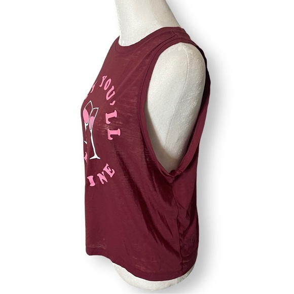 Fifth Sun Women’s “Say You’ll Be Wine” Tank Top Burgundy Pink Size M Pink - Picture 3 of 8